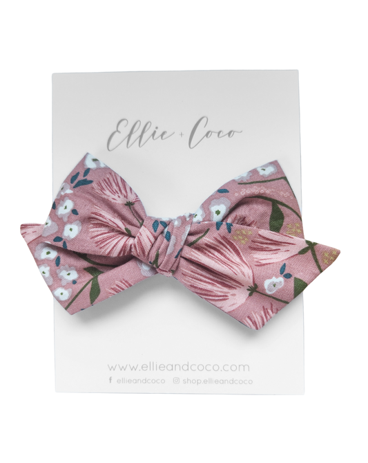 pink rose boho floral baby bow headband hairclip