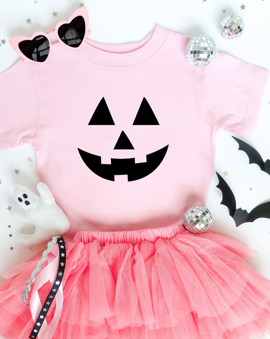 jack o lantern pink kids halloween tshirt