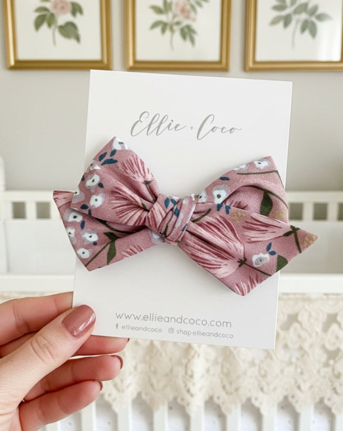 pink floral baby bow stretchy newborn headband for baby shower gift