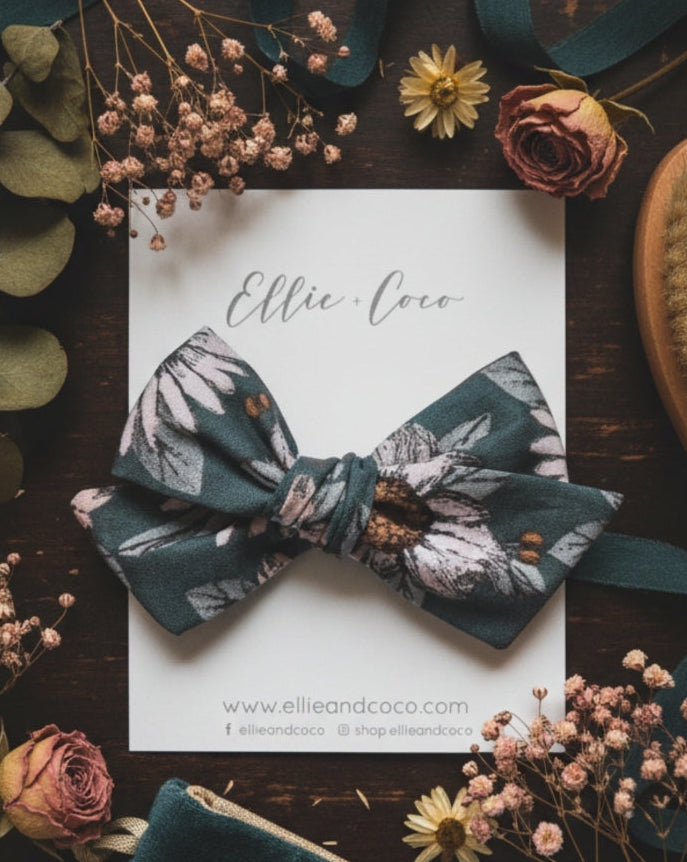 teal floral baby bow stretchy newborn headband for baby shower gift