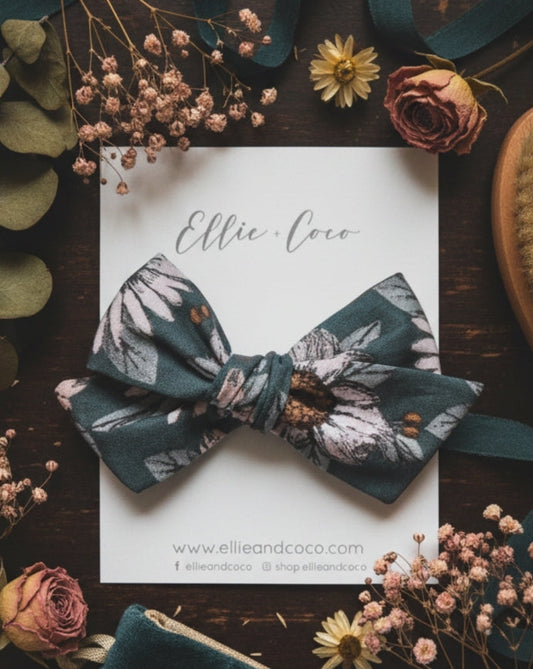 teal floral baby bow stretchy newborn headband for baby shower gift