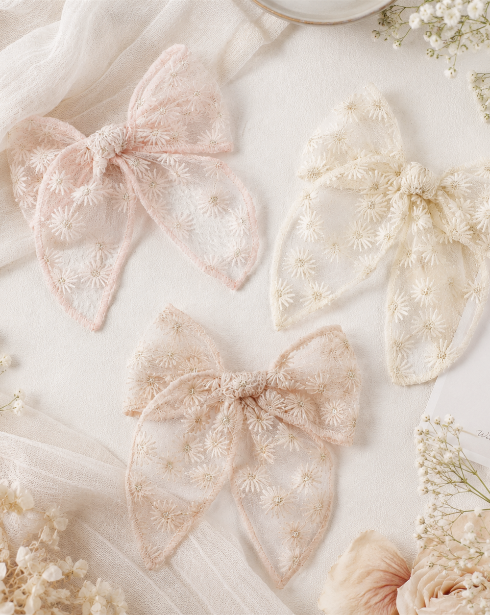 lace floral bow hair clips for toddler and little girls