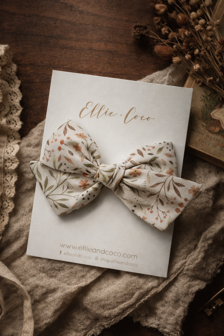 vintage floral wildflower baby bow stretchy headband for newborn girl gift