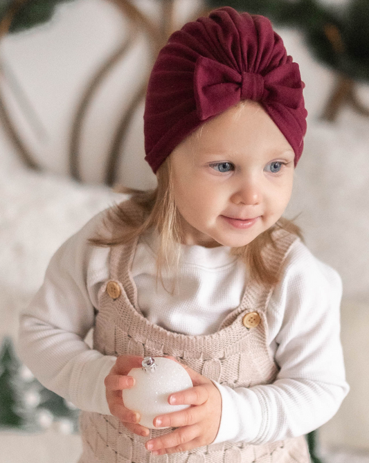 christmas turban hat in wine color