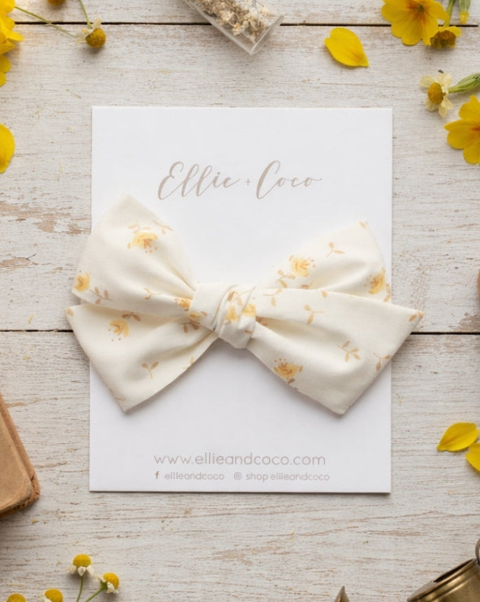 baby bow headband with yellow flowers