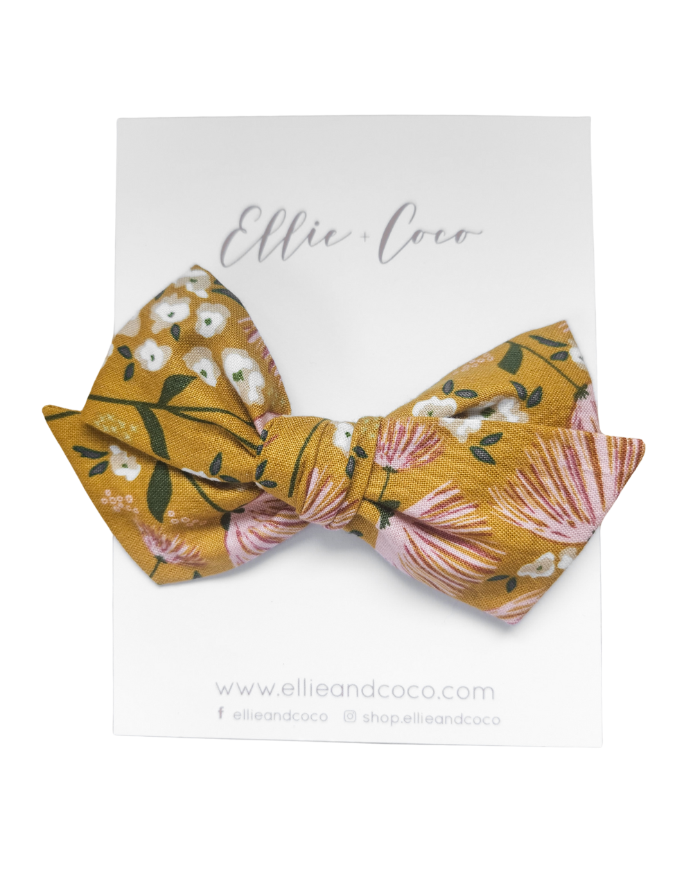 yellow mustard boho floral baby bow headband hairclip