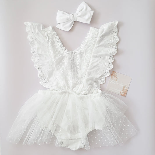 white lace baby romper dress 