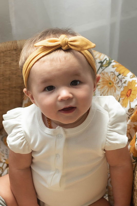 Mustard Baby Headband for Fall.