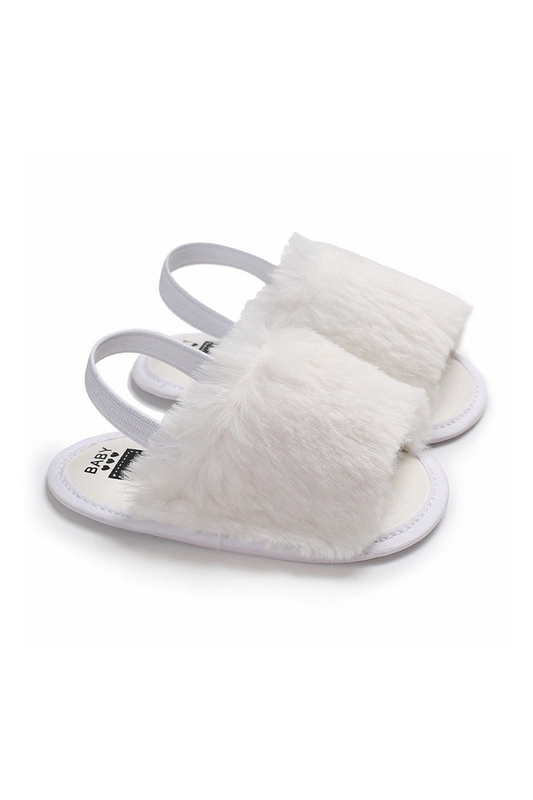 Baby Girl Fluffy Slippers | White