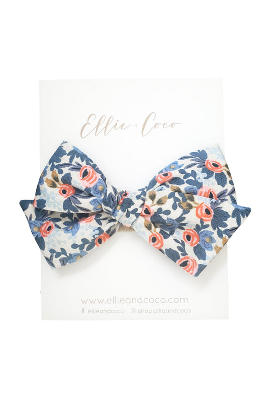 blue floral baby girl bow