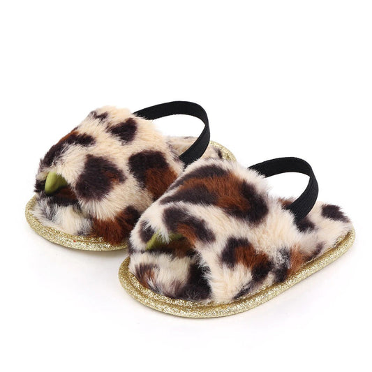 Baby Girl Fluffy Slippers | Leopard
