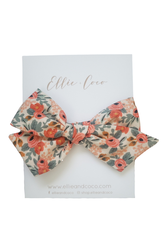 pink floral baby bow
