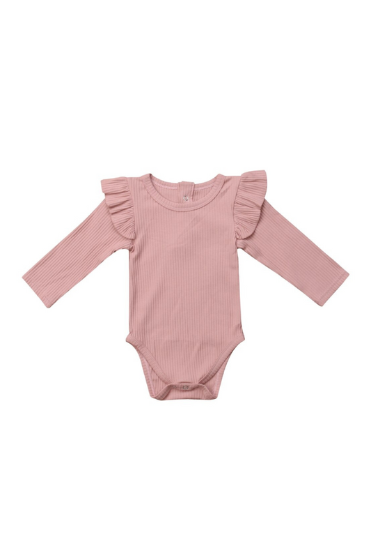 pink ruffle sleeve baby onesie