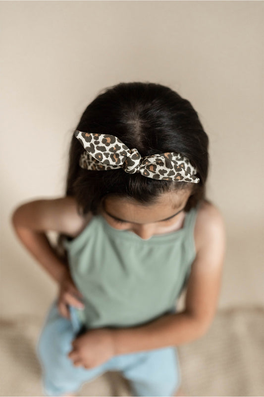 Leopard toddler headband made in Canada.